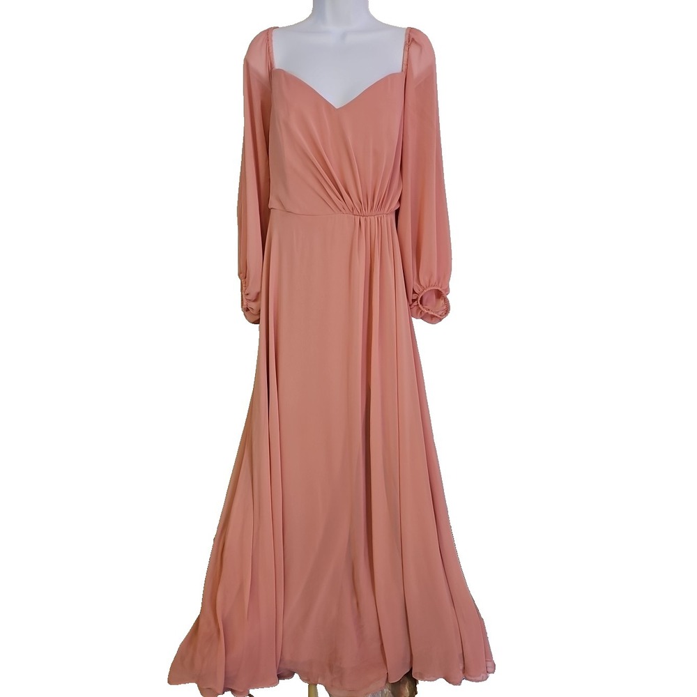 Dessy Collection Desert Rose Chiffon Gown Size 16R Mother of the Bride Event